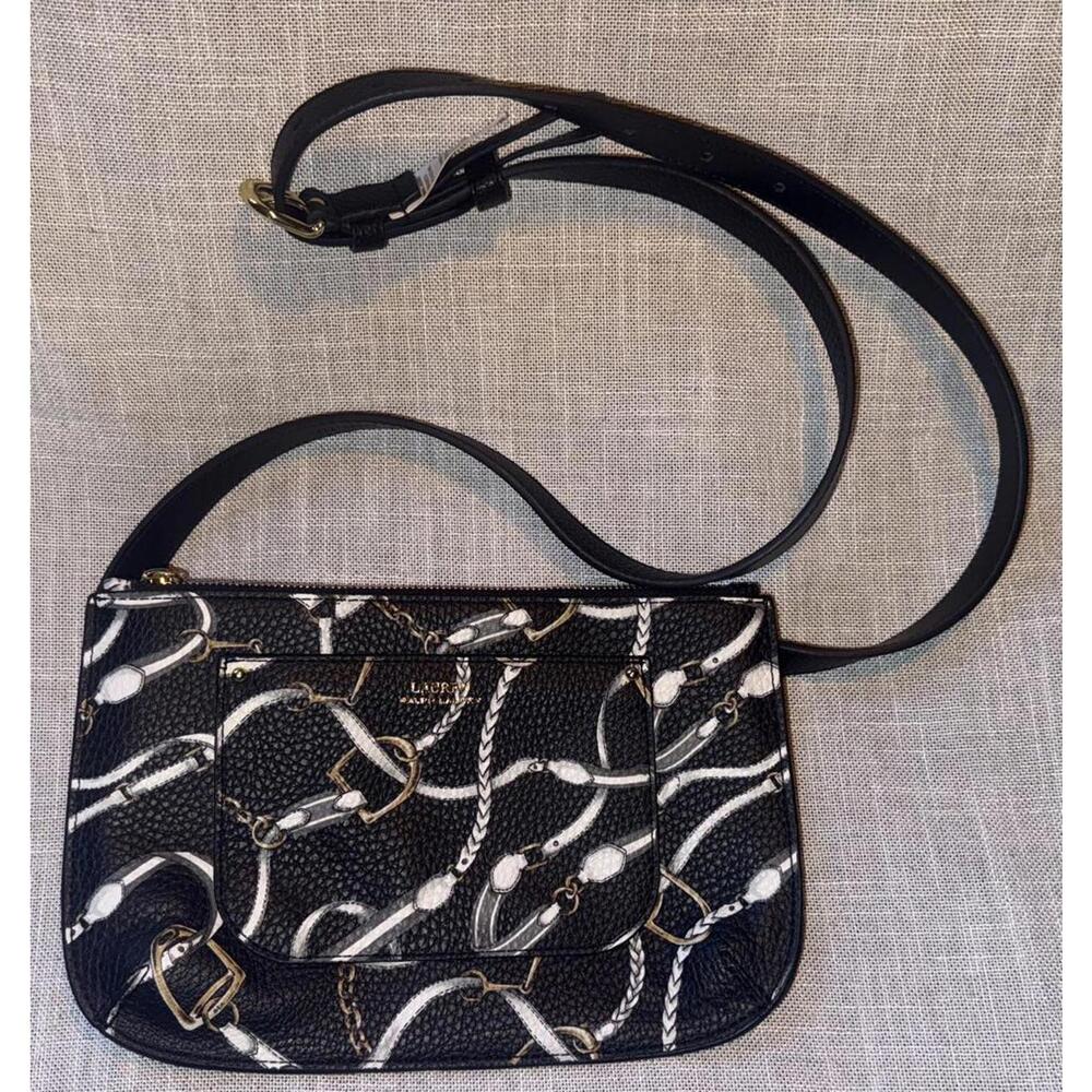 Lauren Ralph Lauren Black Chain Print Crossbody Bag